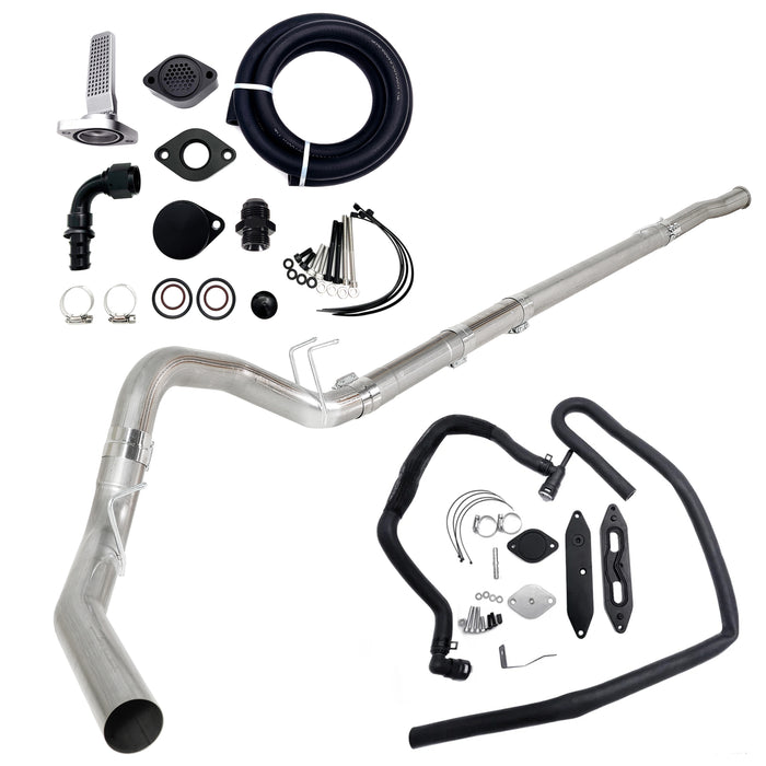 Seguler 4" Dp-Back pipe/CCV reroute/EGR Delete Kit for 2011-2019 6.7L Ford Powerstroke