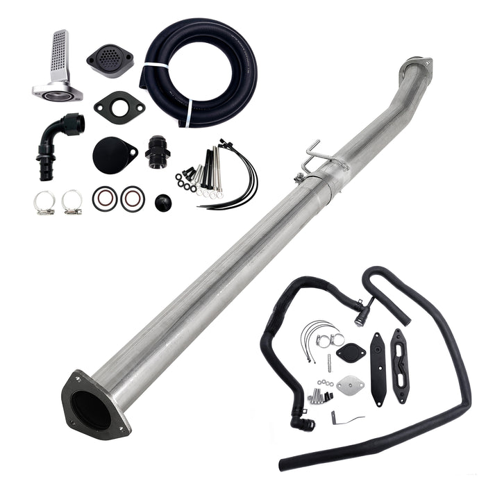 Seguler 4" Exhaust Delete Pipe & CCV Reroute EGR Delete Kit for 2011-2019 6.7L Powerstroke
