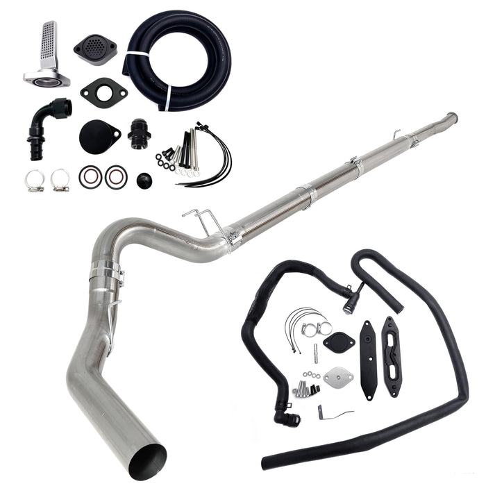 Seguler 5" Dp-Back pipe & CCV Reroute EGR cooler Delete Kit for 2011-2019 6.7L Powerstroke