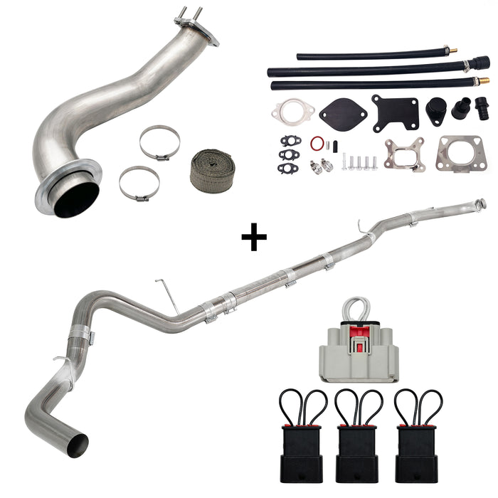 Seguler 4" DPF Delete pipe & 3.5" Downpipe w/EGR Delete kit for 2017-2019 6.6L Duramax L5P