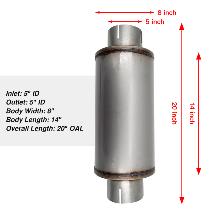 Seguler 5 Inch Muffler Delete Pipe 20 Inch Length for Diesel Exhaust Stainless Steel