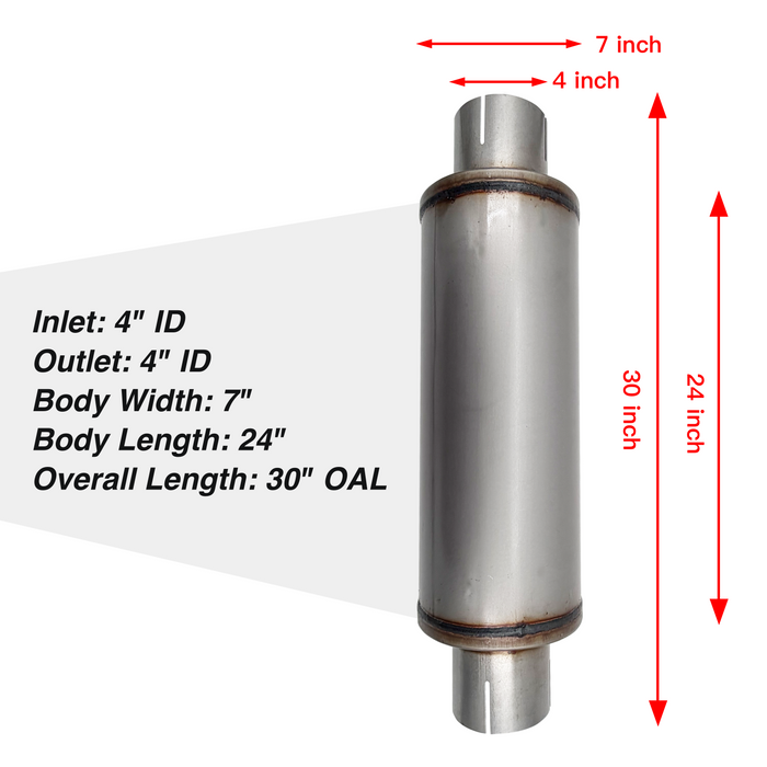 Seguler 4" Muffler 30" Overall Length for Diesel Exhaust Generic