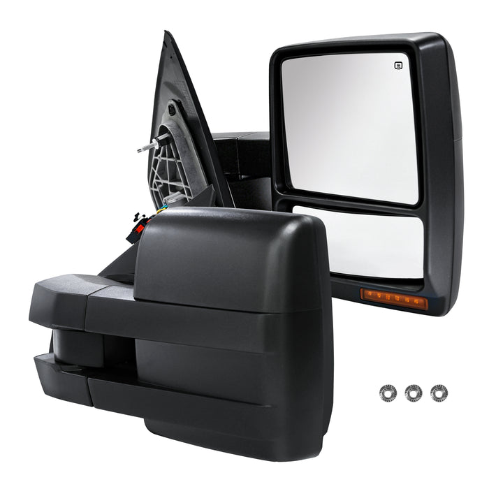 Seguler Power Heated LED Signal Puddle Towing Mirrors Pair for 2007-2014 Ford F150