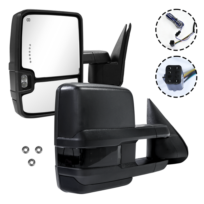 Seguler Power Heated LED Signal Towing Mirrors Pair for 1999-2002 Silverado/Sierra 1500 2500 & 2001-2002 1500HD 2500HD 3500HD