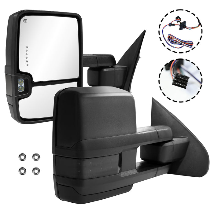 Seguler Power Heated LED Signal Towing Mirrors Pair for 2014-2018 Silverado/Sierra 1500 & 2015-2019 2500HD 3500HD