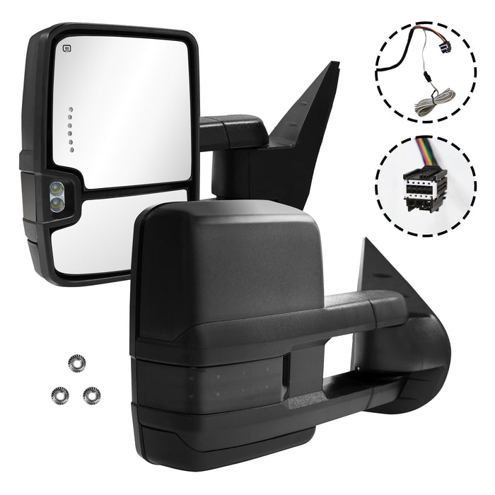 Seguler Power Heated LED Signal Towing Mirrors Pair for 2007-2013 Silverado/Sierra 1500 & 2008-2014 2500HD 3500HD