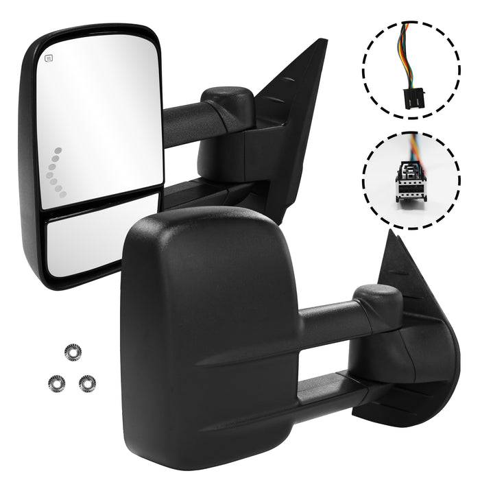 Seguler Power Heated LED Arrow Signal Towing Mirrors Pair for 2007-2013 Silverado/Sierra 1500 & 2008-2014 2500HD 3500HD