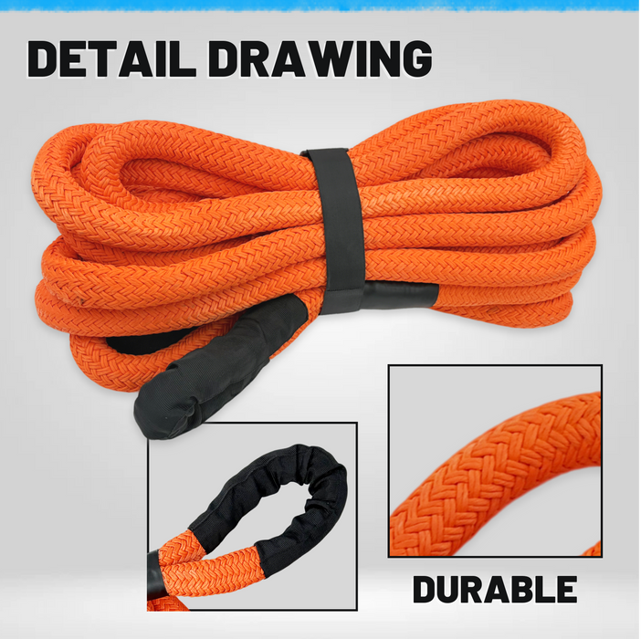Seguler Off-Road Kinetic Recovery Strap 1" x 30ft Heavy Duty Rope Rated 35,000 Pounds for Truck & SUV Extraction