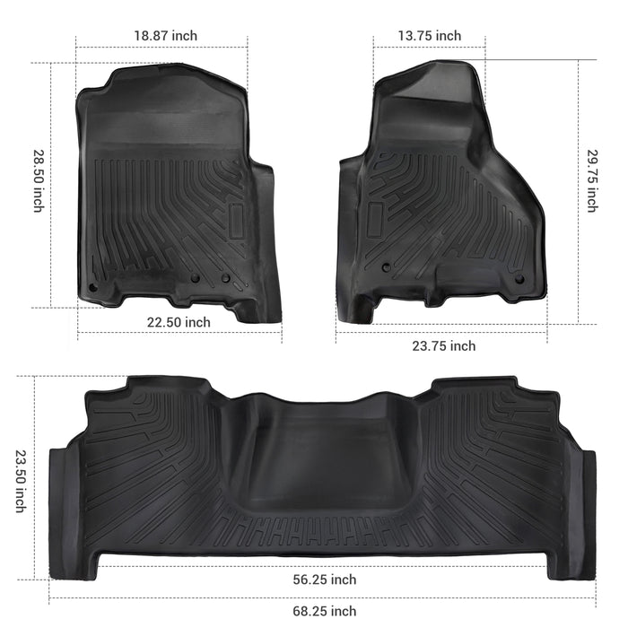 Seguler All-Weather TPE Floor Mats for 2010-2018 Dodge Ram 2500 3500 Mega Cab