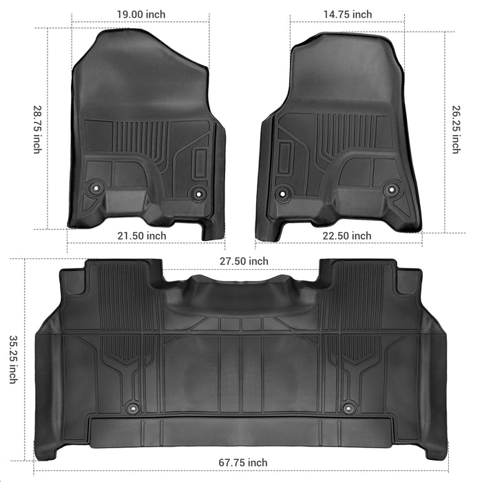 Seguler All-Weather Floor Mats for 2019-2024 Dodge Ram 1500 New Body Crew Cab with Storage Box