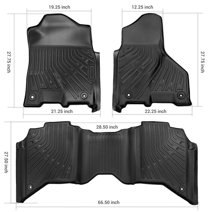 Seguler All-Weather Floor Mats for 2019-2025 Dodge Ram 2500 3500 Crew Cab
