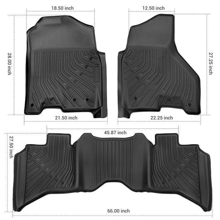 Seguler All-Weather TPE Floor Mats for Dodge Ram 2013-2018 1500 2500 3500 & 2019-2024 1500 Classic Crew Cab