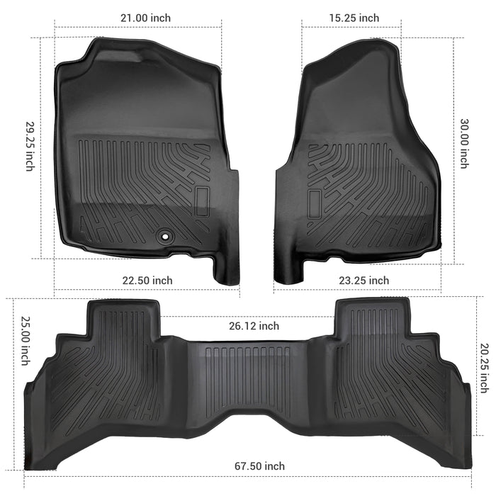 Seguler All-Weather Floor Mats for Dodge Ram 2002-2008 1500 & 2003-2009 2500 3500 Crew Cab (Quad Cab)