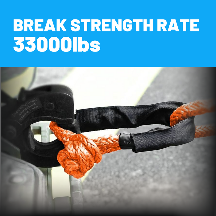 Seguler Kinetic Recovery Rope Kit  1" x 30ft 35,000 lbs Break Strength with 2Pcs Soft Shackles for Truck Recovery