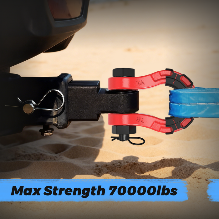 Seguler 3/4" Heavy Duty Forged D Shackle Kit 7/8" Pin with Isolator Washers, Rated 70,000 lbs Break Strength