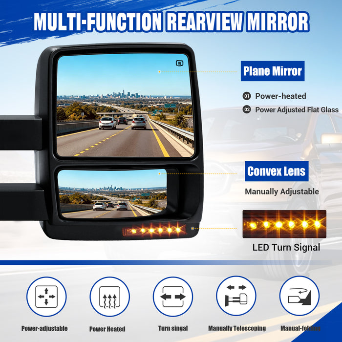 Seguler Power Heated LED Signal Towing Mirrors Pair for 2004-2006 Ford F150