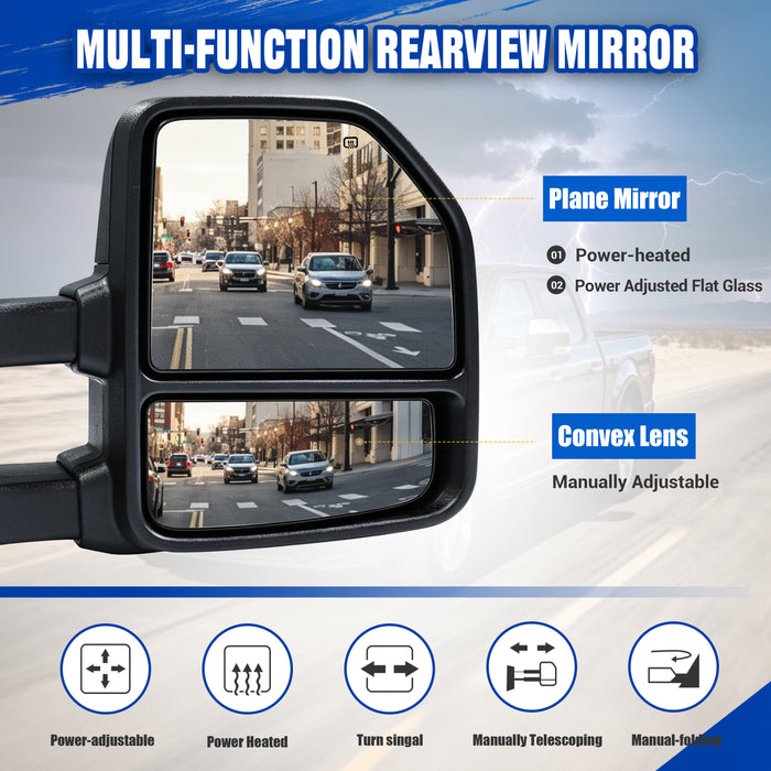 Seguler Power Heated 8-Pin LED Signal Towing Mirrors Pair for 2015-2018 Ford F150