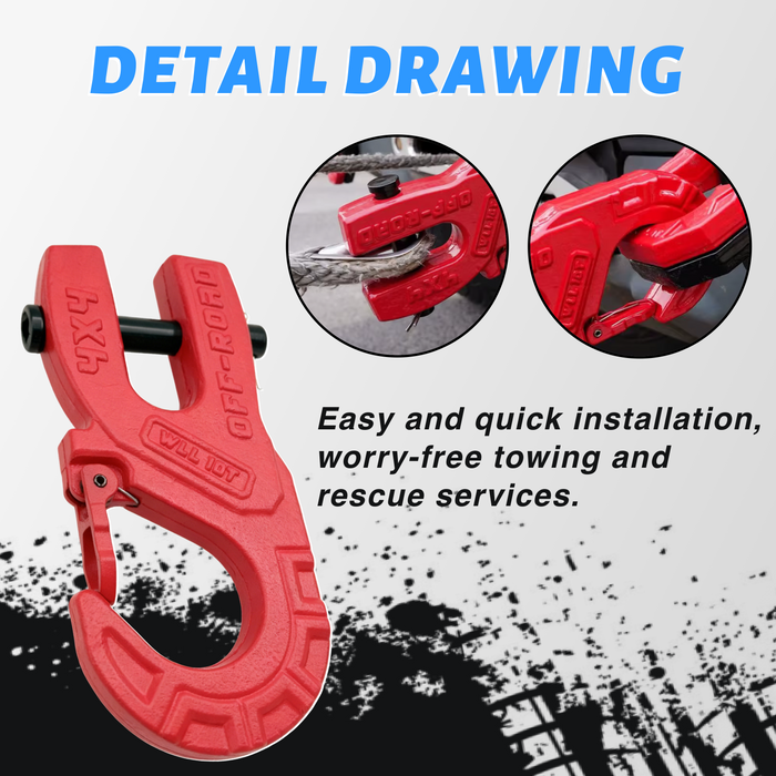 Seguler 3/8" Heavy Duty Forged Steel Winch Hook 44,000 lbs Max Strength, with Safety Latch