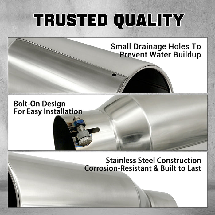 Seguler Diesel Exhaust Tip 4" Inlet 6" Outlet 15" Long Stainless Steel Bolt On