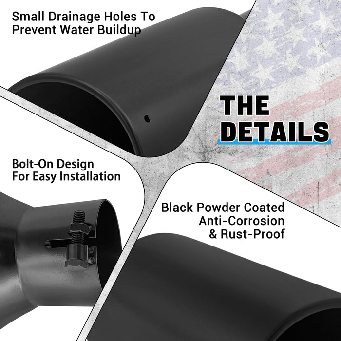 Seguler Diesel Exhaust Tip 3" Inlet 5" Outlet 12" Long Black Stainless Steel Bolt On