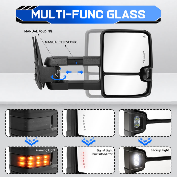Seguler Power Heated LED Signal Towing Mirrors Pair for 2003-2006 Silverado/Sierra 1500 2500HD 3500HD & 2007 Classic