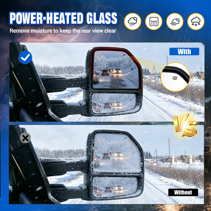 Seguler Power Heated 8-Pin LED Signal Towing Mirrors Pair for 2015-2018 Ford F150