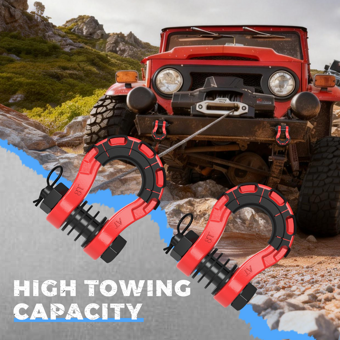 Seguler 3/4" Heavy Duty Forged D Shackle Kit 7/8" Pin with Isolator Washers, Rated 70,000 lbs Break Strength