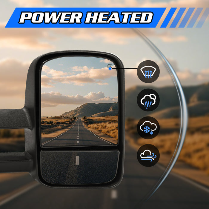 Seguler Power Heated Towing Mirrors Pair for 1999-2002 Silverado/Sierra 1500 2500 & 2001-2002 1500HD 2500HD 3500HD