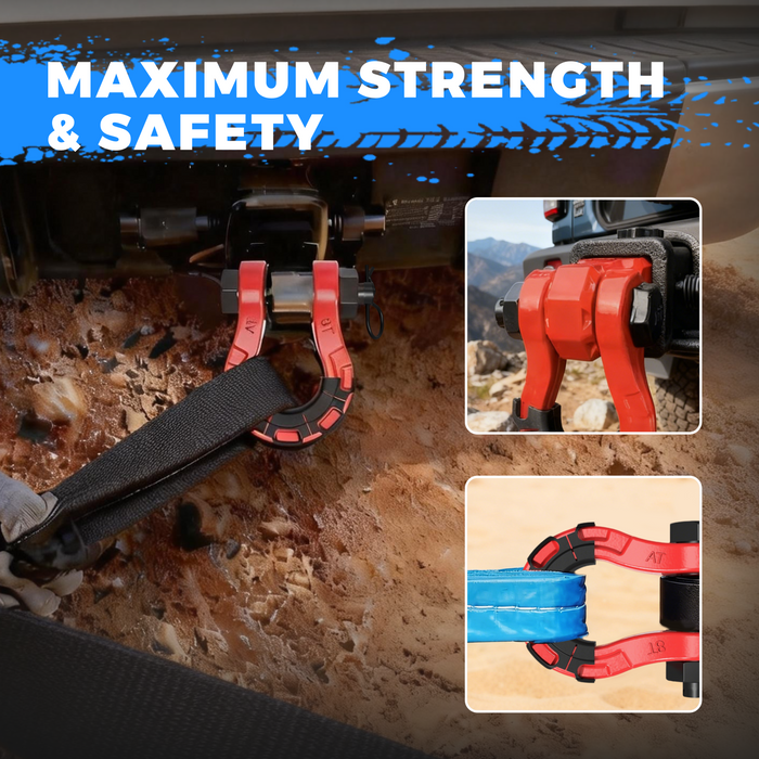 Seguler 3/4" Heavy Duty Forged D Shackle Kit 7/8" Pin with Isolator Washers, Rated 70,000 lbs Break Strength