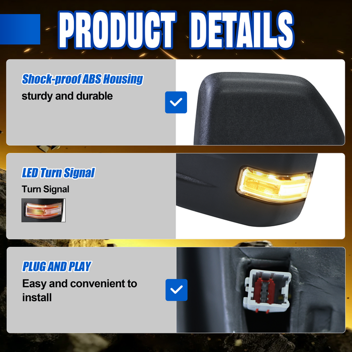 Seguler Power Heated 8-Pin LED Signal Towing Mirrors Pair for 2015-2018 Ford F150
