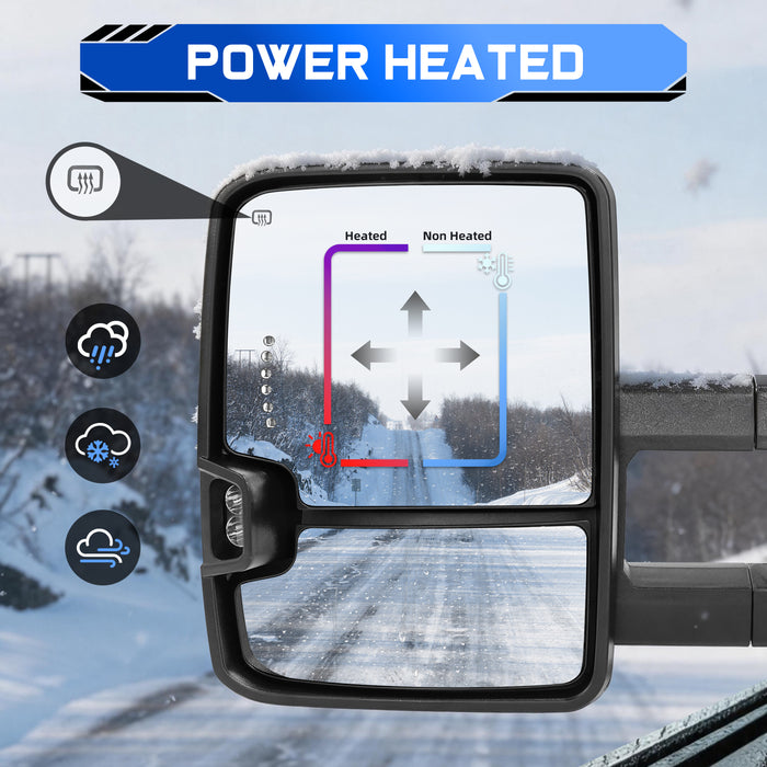 Seguler Power Heated LED Signal Towing Mirrors Pair for 2003-2006 Silverado/Sierra 1500 2500HD 3500HD & 2007 Classic