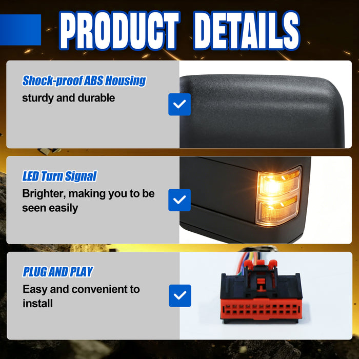 Seguler Power Heated Dual-Layer LED Running Signal Towing Mirrors Pair for 2008-2016 Ford F250 F350 F450 Super Duty