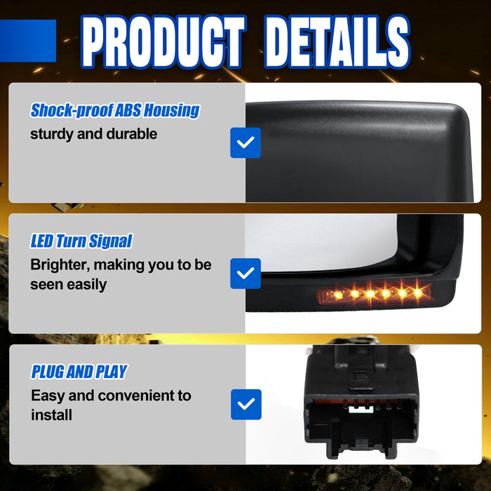 Seguler Power Heated LED Signal Towing Mirrors Pair for 2004-2006 Ford F150