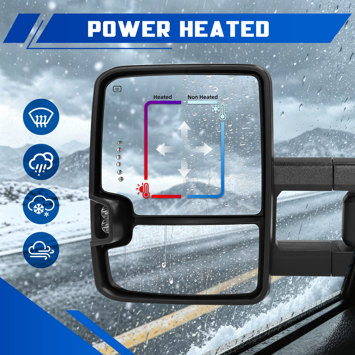 Seguler Power Heated LED Signal Towing Mirrors Pair for 1999-2002 Silverado/Sierra 1500 2500 & 2001-2002 1500HD 2500HD 3500HD