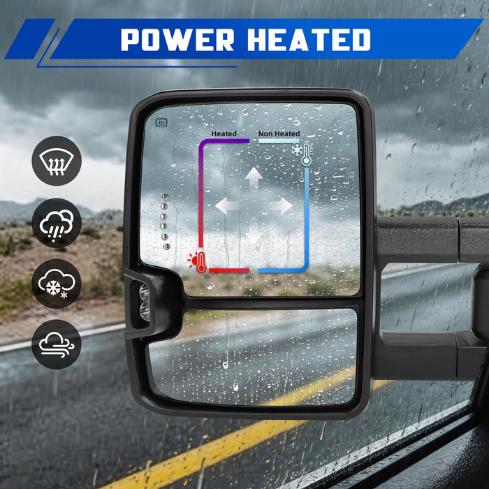 Seguler Power Heated LED Signal Towing Mirrors Pair for 2014-2018 Silverado/Sierra 1500 & 2015-2019 2500HD 3500HD