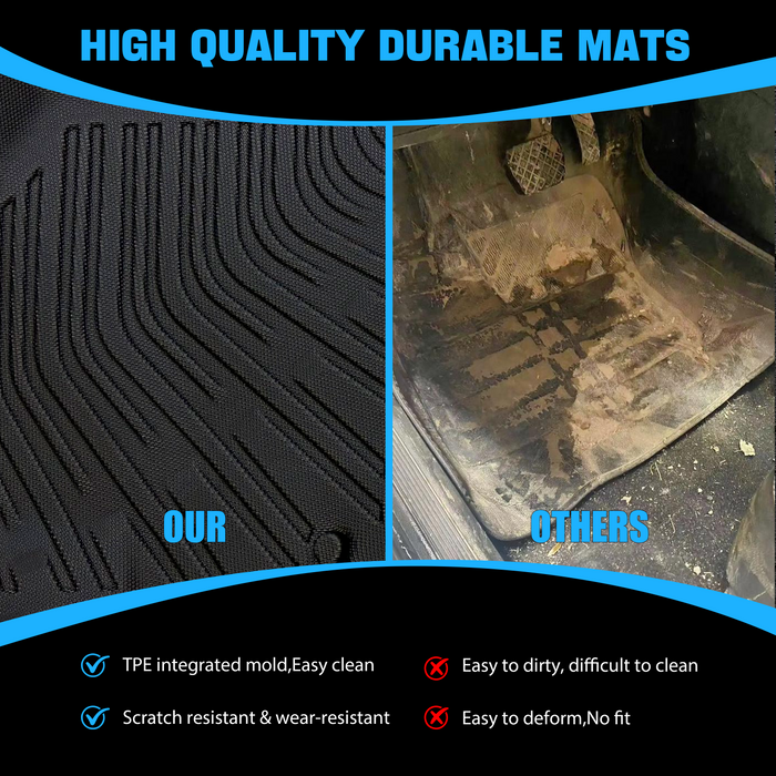 Seguler All-Weather TPE Floor Mats for Dodge Ram 2013-2018 1500 2500 3500 & 2019-2024 1500 Classic Crew Cab