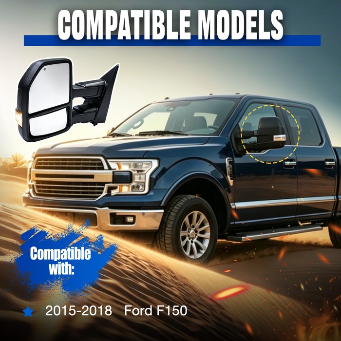 Seguler Power Heated 8-Pin LED Signal Towing Mirrors Pair for 2015-2018 Ford F150