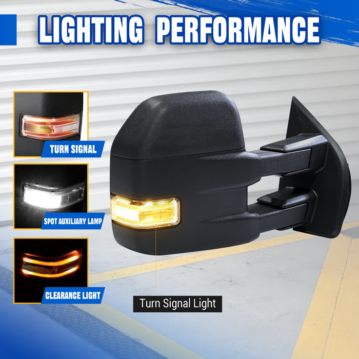 Seguler Power Heated LED Running Light Towing Mirrors Pair with BSM & Temp Sensor for 2017-2020 Ford F250 F350 F450 Super Duty