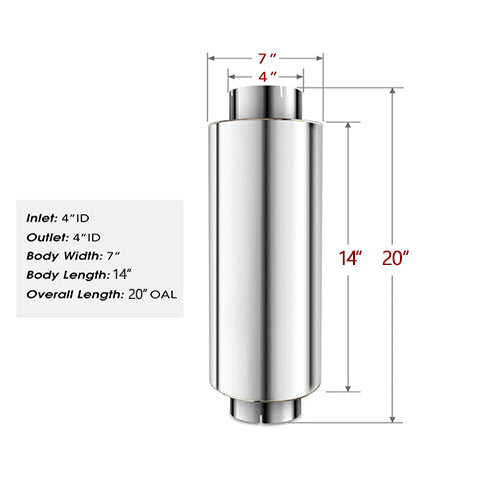 Seguler 4 Inch Muffler Delete Pipe 20 Inch Length for Diesel Exhaust Stainless Steel