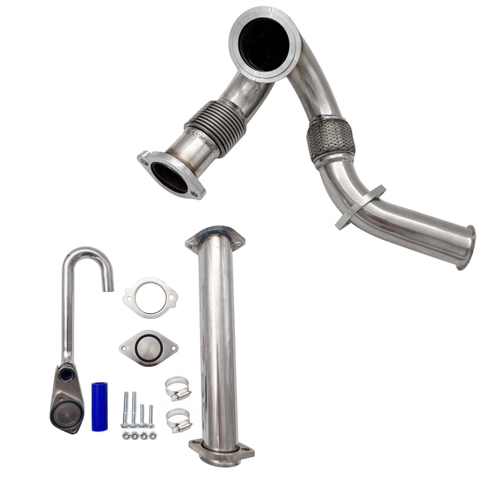 Seguler 2003-2007 6.0L Ford Powerstroke Polished Exhaust Up-Pipe Y-Pipe & EGR Cooler Kit
