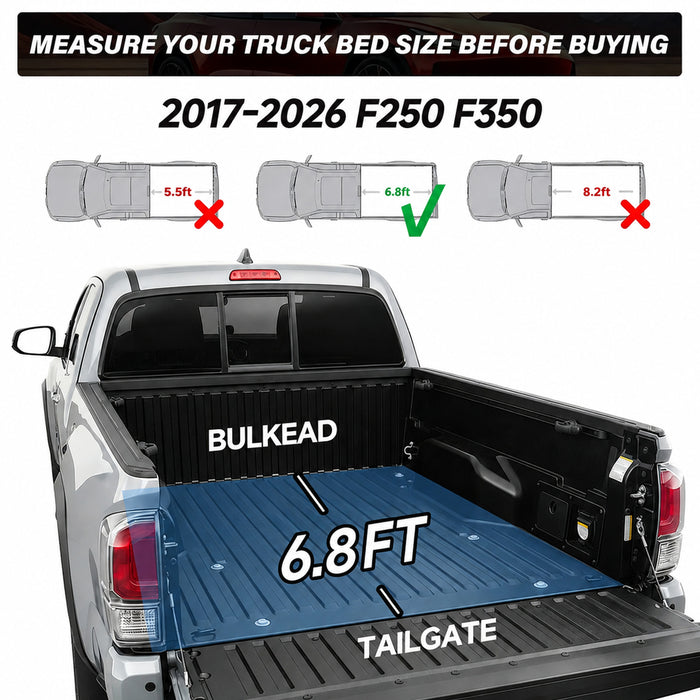 Seguler 6.8FT Soft Roll Up Tonneau Cover Truck Bed for 2017-2026 Ford F250 F350