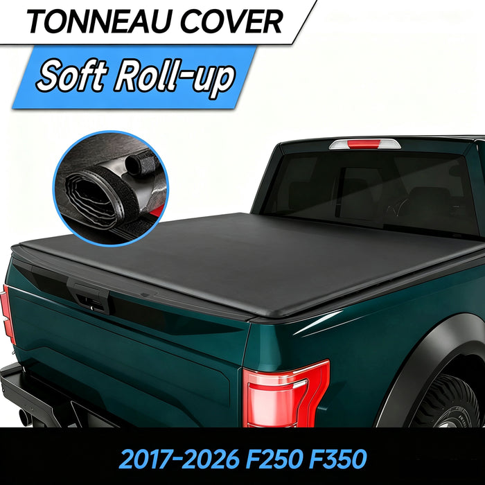 Seguler 6.8FT Soft Roll Up Tonneau Cover Truck Bed for 2017-2026 Ford F250 F350