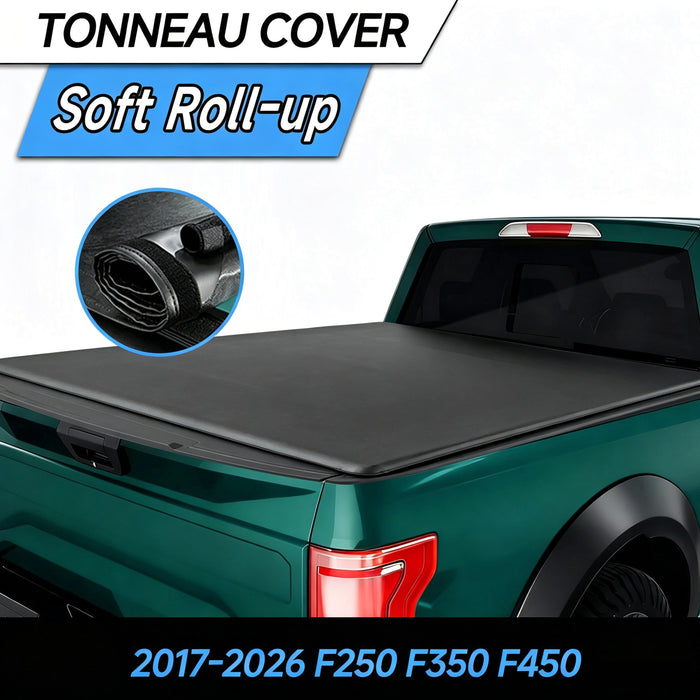 Seguler 8FT Soft Roll Up Tonneau Cover Bed for 2017-2026 Ford F250 F350 Super Duty
