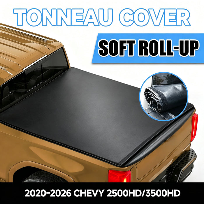 Seguler 6.9FT Soft Roll-Up Tonneau Cover for 2020-2026 Chevy Silverado/GMC Sierra 2500HD 3500HD