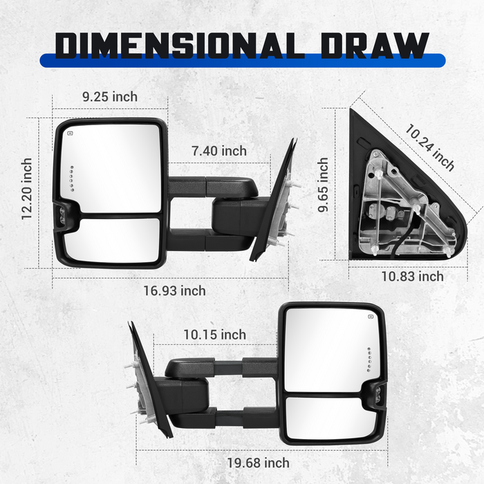 Seguler Power Heated LED Signal Towing Mirrors Pair for 1999-2002 Silverado/Sierra 1500 2500 & 2001-2002 1500HD 2500HD 3500HD