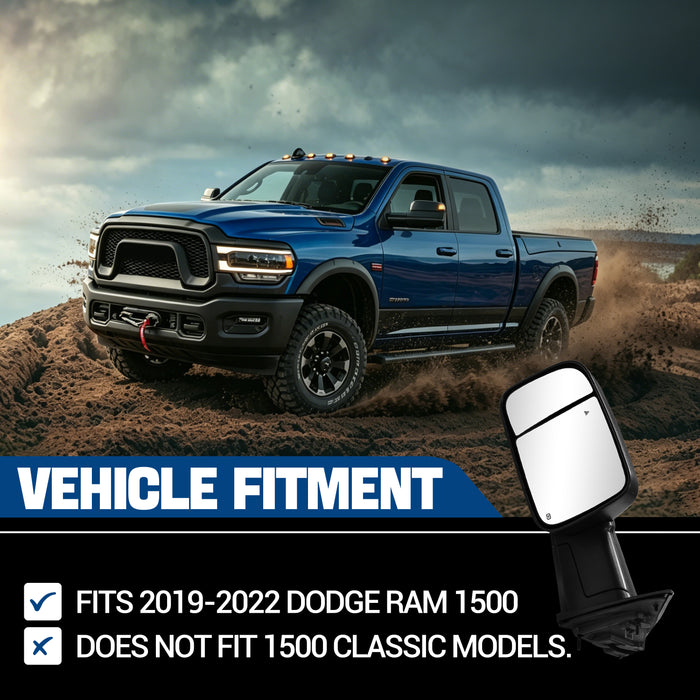 Seguler Power Heated LED BSM Towing Mirrors Pair with Temp Sensor for 2019-2022 Dodge Ram 1500 New Body