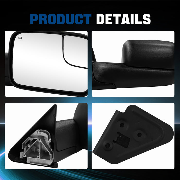 Seguler Power Heated Flip Up Towing Mirrors Pair for 1998-2001 Dodge Ram 1500 & 1998-2002 Ram 2500 3500