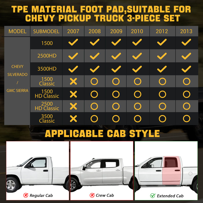 Seguler All-Weather TPE Floor Mats 2007-2013 Silverado Sierra 1500 2500 Extend Cab