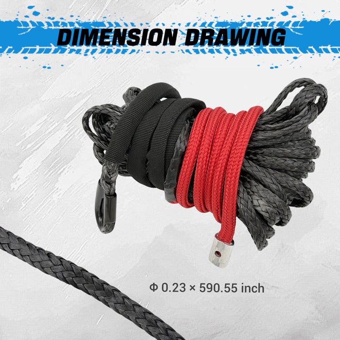 Seguler 1/4" Synthetic Winch Line 50ft 7,400 lbs Breaking Capacity