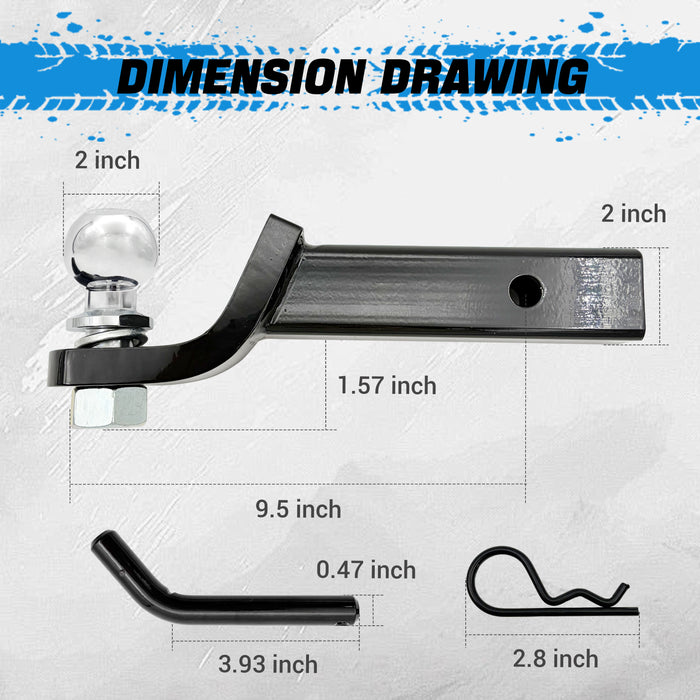 Seguler 2" Trailer Hitch Ball Mount 6,000 lbs Towing Capacity with Pin